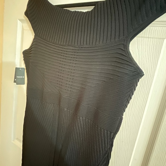 NWT Gorgeous Black knitted/lined Torrid MIDI Dress - Picture 12 of 14